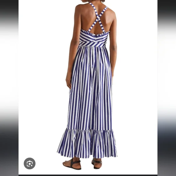 J. Crew Navy and White Striped Ruffle Maxi Dress - Picture 8 of 12